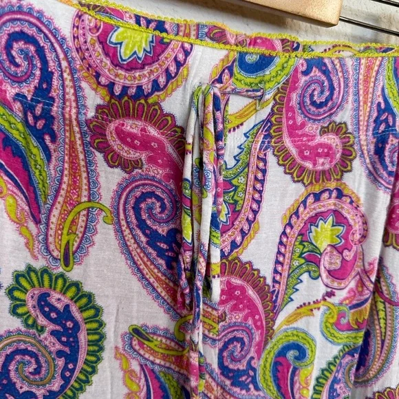 Cynthia Rowley colorful bright paisley print pajama pants medium - Picture 2 of 6